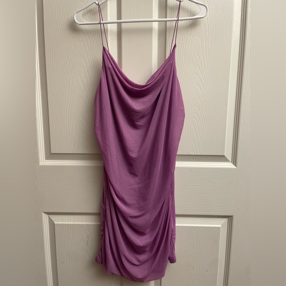 Wild Fable Draped and Rouched Purple Mini Dress